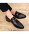 Black buckle leather slip on dress shoe snake skin pattern 04