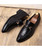 Black buckle leather slip on dress shoe snake skin pattern 12