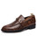 Brown buckle leather slip on dress shoe snake skin pattern 01