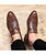 Brown buckle leather slip on dress shoe snake skin pattern 05