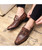 Brown buckle leather slip on dress shoe snake skin pattern 07