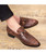 Brown buckle leather slip on dress shoe snake skin pattern 10