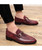 Red buckle leather slip on dress shoe snake skin pattern 09