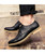 Black derby leather dress shoe retro tone 05