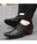 Black leather oxford dress shoe croco skin pattern 04