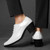 Men's white leather oxford dress shoes croco skin pattern 02