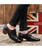 Black leather oxford dress shoe croco skin pattern 05