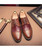 Red brown two tone brogue leather derby dress shoe 17