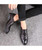 Black retro croco skin pattern leather derby dress shoe 08