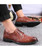 Brown retro croco skin pattern leather derby dress shoe 10