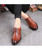Brown retro croco skin pattern leather derby dress shoe 07