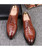 Brown retro croco skin pattern leather derby dress shoe 14