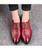 Red retro croco skin pattern leather derby dress shoe 04