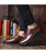 Brown leather derby dress shoe in plain 02