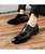 Black brogue rivet leather derby dress shoe 02