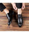 Black brogue rivet leather derby dress shoe 05