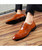 Brown brogue rivet leather derby dress shoe 08