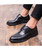 Black retro brogue leather derby dress shoe 02