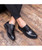 Black retro brogue leather derby dress shoe 08