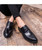 Black retro brogue leather derby dress shoe 09