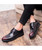 Black red retro brogue leather derby dress shoe 08