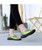 Green check mix color weave slip on shoe sneaker 05