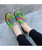 Green check mix color weave slip on shoe sneaker 12