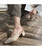 Beige low cut plain slip on slingback heel sandal 07