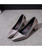 Silver slip on mid thick heel dress shoe point toe 07