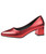 Red slip on mid thick heel dress shoe point toe 01