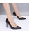 Black slip on high heel dress shoe side cut out 05