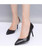 Black slip on high heel dress shoe side cut out 03
