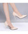 Beige slip on high heel dress shoe side cut out 04