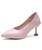 Pink plain slip on mid heel dress shoe 01