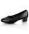Black slip on low thick heel dress shoe in plain 01