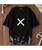 Black X cross animation print short sleeve t shirt 05