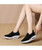 Black flyknit cross strap slip on rocker bottom shoe sneaker 03