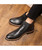 Men's black retro brogue slip on dress shoe boot 06