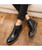 Men's black retro brogue slip on dress shoe boot 09