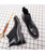 Men's black retro brogue slip on dress shoe boot 12