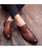 Men's brown retro check pattern leather derby dress shoe 04