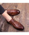 Men's brown retro check pattern leather derby dress shoe 05