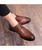 Men's brown retro check pattern leather derby dress shoe 08