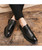 Men's black brogue retro leather derby dress shoe 08