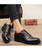 Men's black brogue croco pattern leather derby dress shoe 02