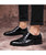 Men's black stripe texture leather derby dress shoe 02