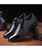 Men's black stripe texture leather derby dress shoe 11