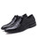 Men's black stripe texture leather derby dress shoe 14