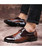 Men's brown stripe texture leather derby dress shoe 10