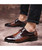 Men's brown stripe texture leather derby dress shoe 09